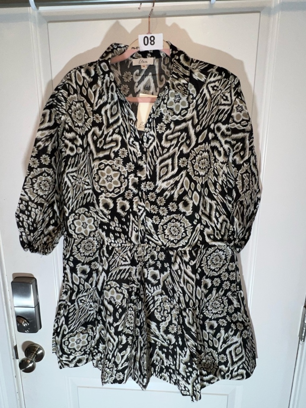 Elan Black/White/Tan Ikat Print Mini Dress. NWT.  Size: Medium  Ask: $89.